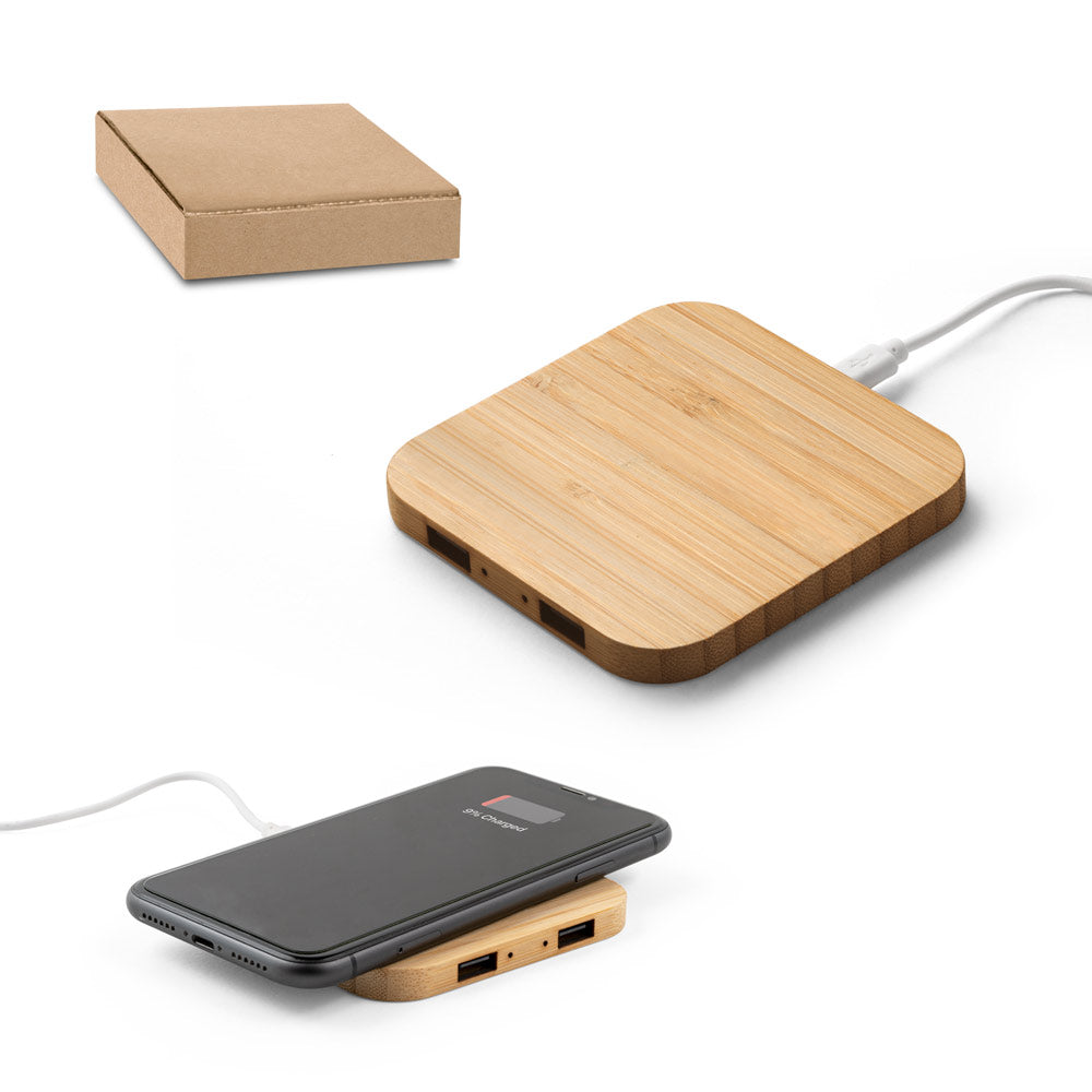 Bamboo 15W Wireless Charger With Cable - Suitable for Laser Engraving & UV Printing