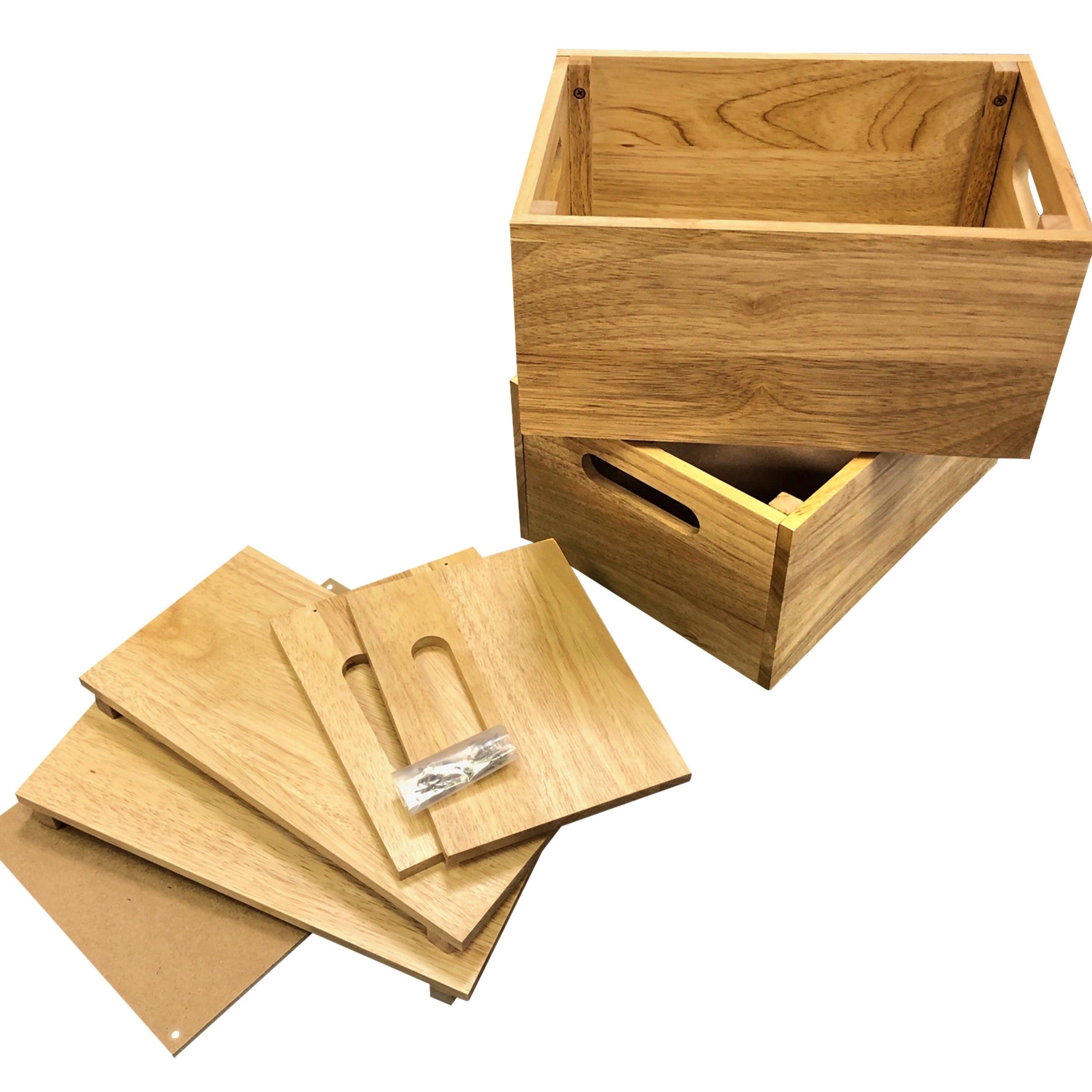 Wooden Crate in Hevea Wood with MDF Base - 31x23cm