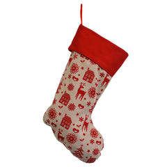 Nordic Calico 55CM Blank Christmas Stocking - Suitable for Embroidery & HTV