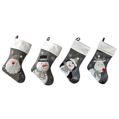 Luxury 40CM Blank Grey Knitted Santa, Snowman, Reindeer, Penguin, Teddy & Bones Christmas Stockings - Suitable for Embroidery & HTV