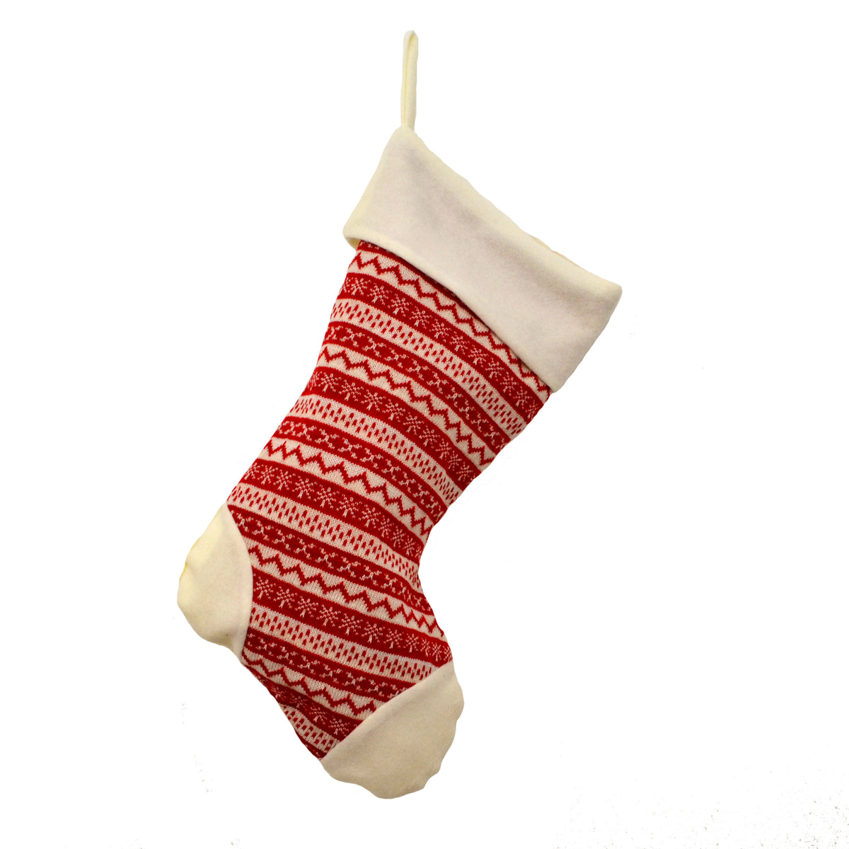 Red & White 56CM Blank Knitted Christmas Stocking - Suitable for Embroidery & HTV