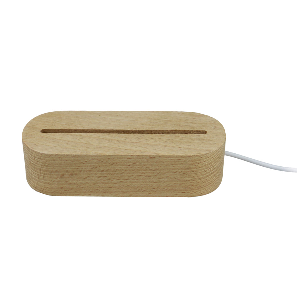 Wooden Oval LED Light Base For Acrylic USB Powered With RGB Lights