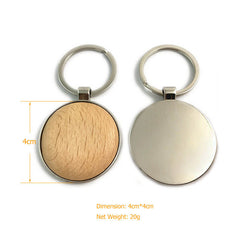 Round Wood & Metal Blank Keyring - Ideal for Laser Engraving & UV Printing