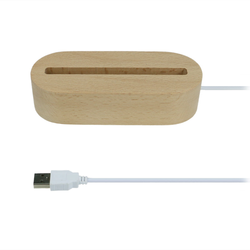 Wooden Oval LED Light Base For Acrylic USB Powered With RGB Lights