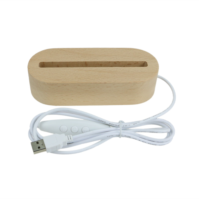 Wooden Oval LED Light Base For Acrylic USB Powered With RGB Lights