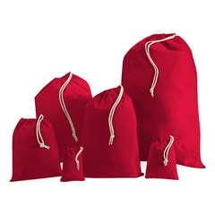 100% Cotton Plain Red Drawstring Bag